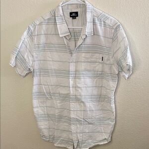Quiksilver Men's White‎ and Gray Striped Shirt